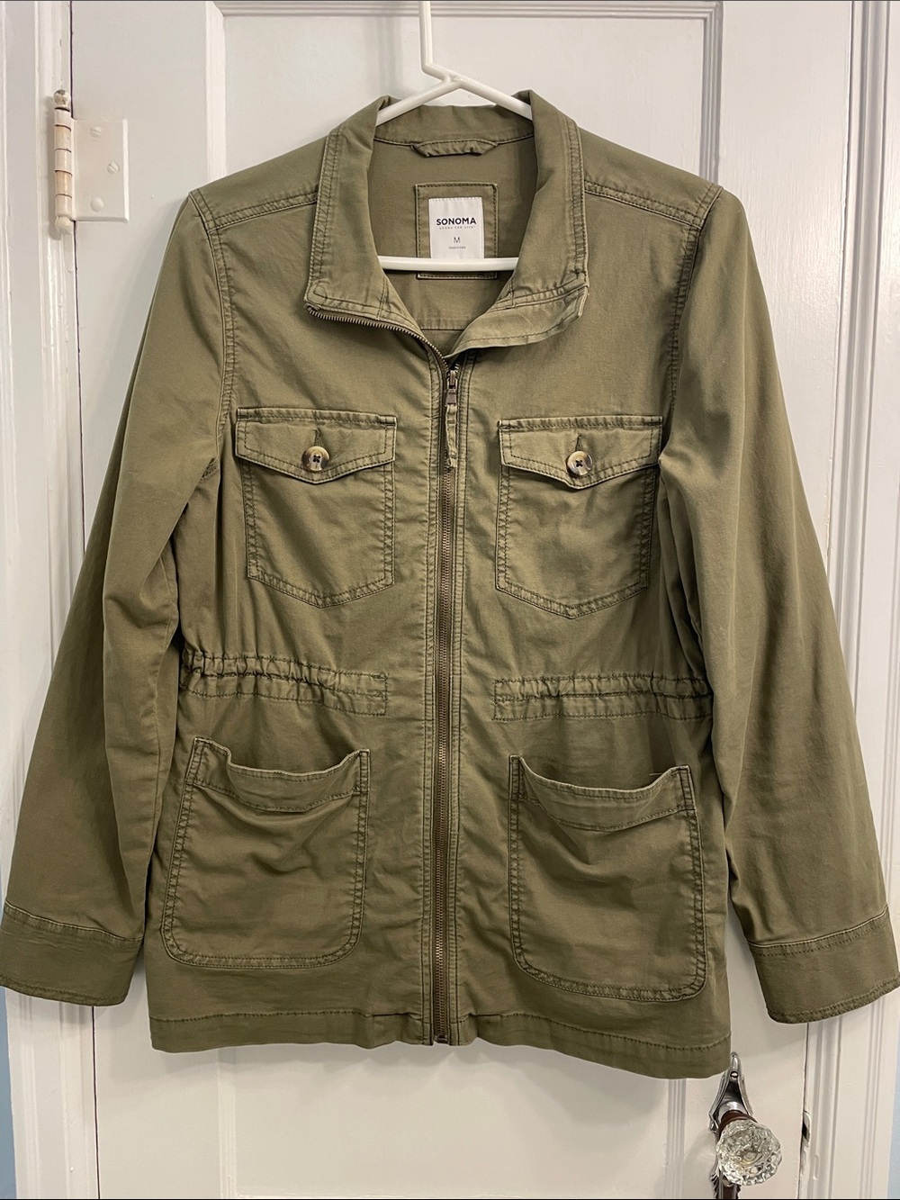 Sonoma Olive Green Women's Utility Jacket with Front Pockets
